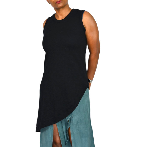 Wilt Black Slant Hem Tank Top Black Sleeveless Tee Angled Jersey Asymmetric XS - Picture 16 of 16